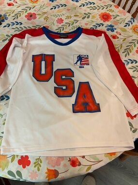 USA Hockey Team White & Red Adult Long Sleeve Jersey